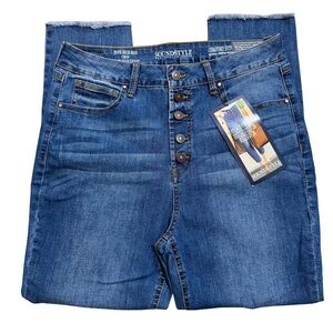 Sound Style Women’s High Rise Button Fly Crop Jeans – Blue Denim (NWT)